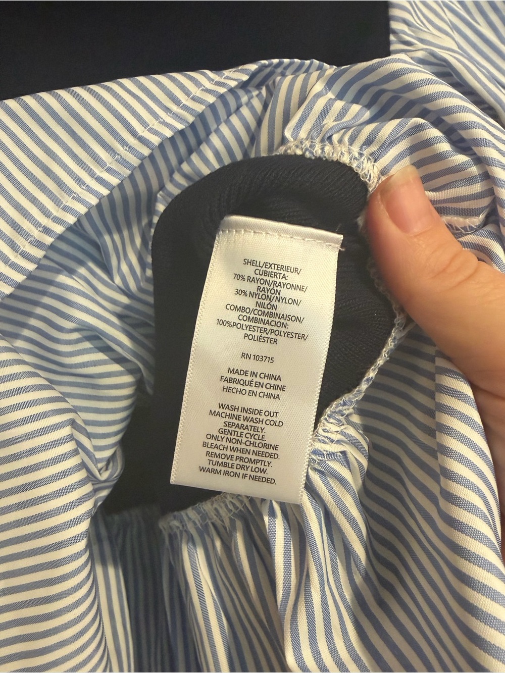 Nanette Lepore Navy Knit Vest w/ Light Blue & White Striped Peek-a-Boo Blouse - Picture 3 of 6